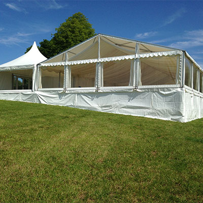 Marquees for special locations including sloping gardens and sites